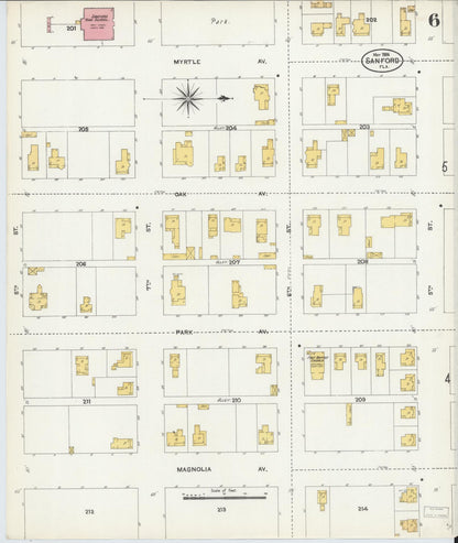 Sanborn Fire Insurance Map from Sanford, Seminole County, Florida (1906), Sheet #0006 - Complete Map Set gallery image, historic Sanborn map, vintage wall art, Florida Florida