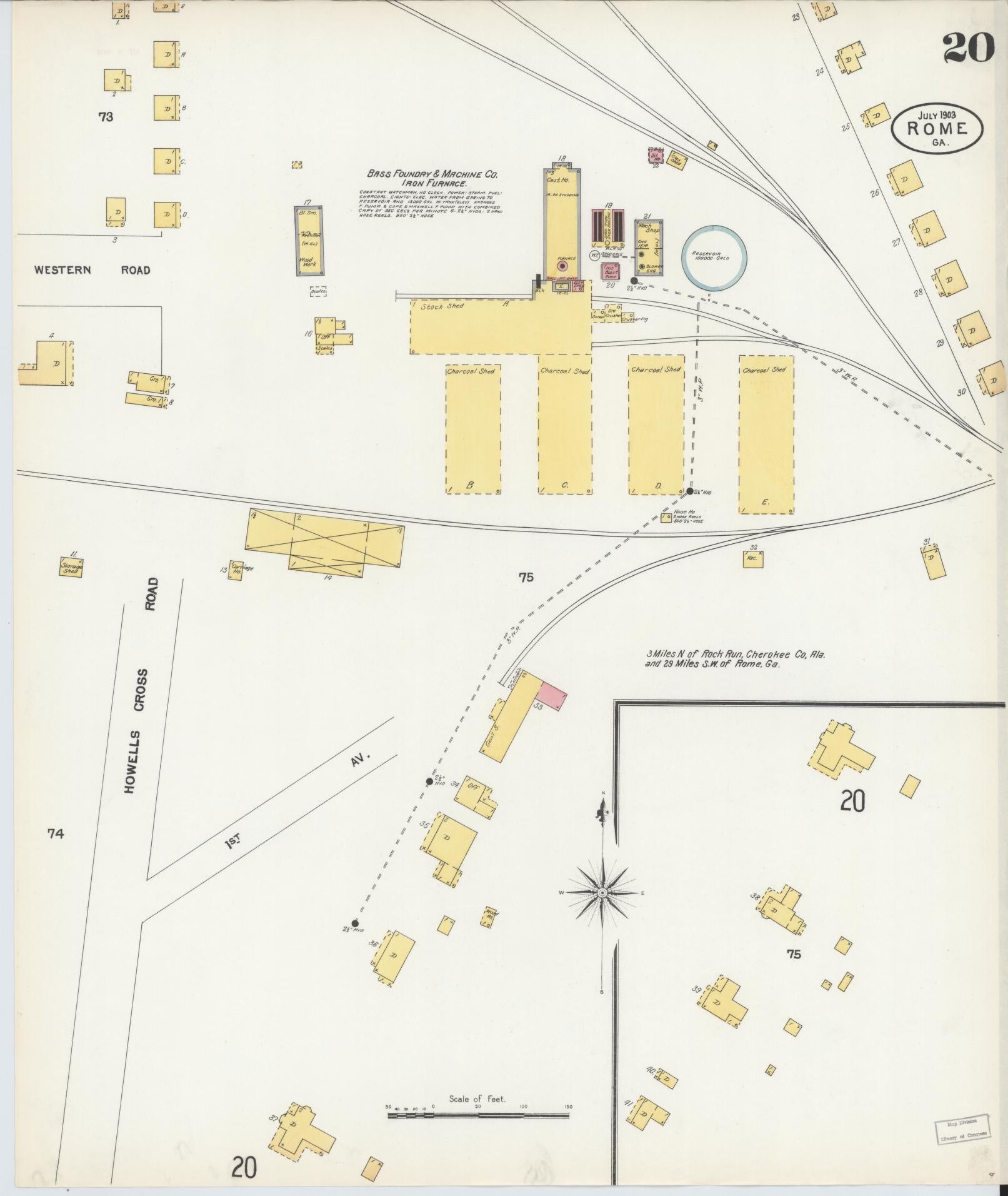 Sanborn Fire Insurance Map from Rome, Floyd County, Georgia (1903), Sheet #0020 - Complete Map Set gallery image, historic Sanborn map, vintage wall art, Georgia Georgia