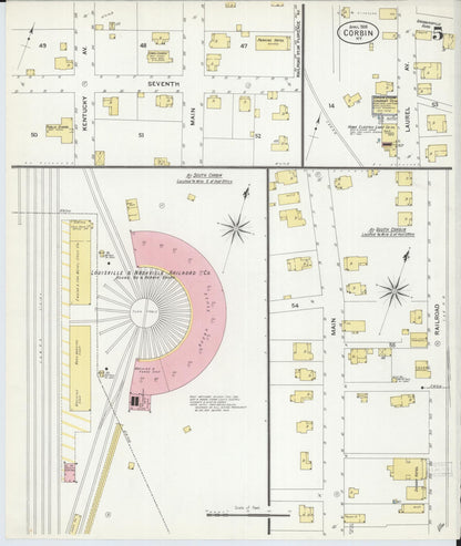 Sanborn Fire Insurance Map from Corbin, Knox and Whitley Counties, Kentucky (1908), Sheet #0005 - Complete Map Set gallery image, historic Sanborn map, vintage wall art, Kentucky Kentucky