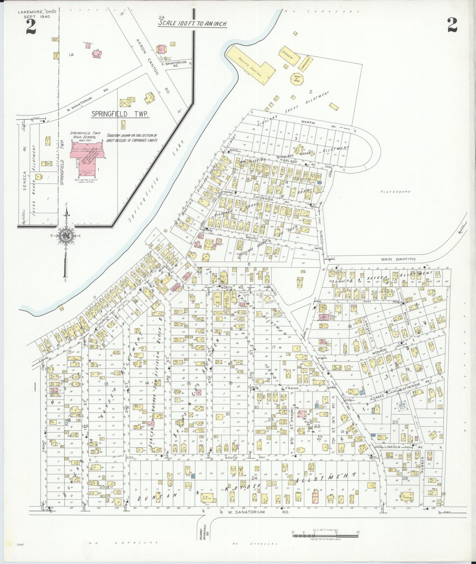 Sanborn Fire Insurance Map from Lakemore, Summit County, Ohio (1940), Sheet #0002 - Complete Map Set gallery image, historic Sanborn map, vintage wall art, Ohio Ohio