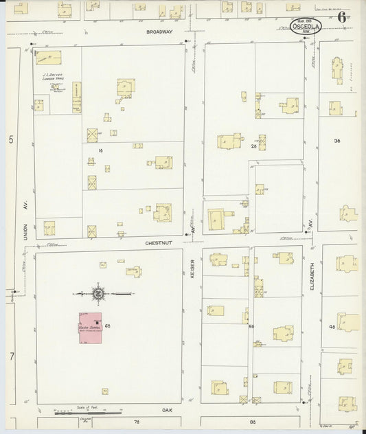 Sanborn Fire Insurance Map from Osceola, Mississippi County, Arkansas (1913), Sheet #0006 - Historic Sanborn Fire Insurance Map Print, vintage old map wall art, antique decor, genealogy gift, Arkansas Arkansas map
