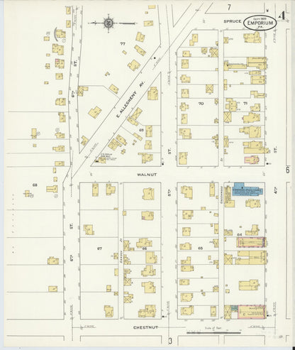 Sanborn Fire Insurance Map from Emporium, Cameron County, Pennsylvania (1909), Sheet #0004 - Complete Map Set gallery image, historic Sanborn map, vintage wall art, Pennsylvania Pennsylvania