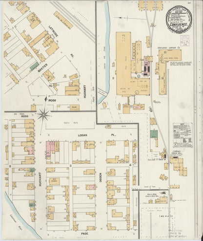 Sanborn Fire Insurance Map from Confluence, Somerset County, Pennsylvania (1901), Sheet #0001 - Historic Sanborn Fire Insurance Map Print, vintage old map wall art, antique decor, genealogy gift, Pennsylvania Pennsylvania map