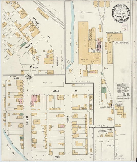 Sanborn Fire Insurance Map from Confluence, Somerset County, Pennsylvania (1901), Sheet #0001 - Historic Sanborn Fire Insurance Map Print, vintage old map wall art, antique decor, genealogy gift, Pennsylvania Pennsylvania map