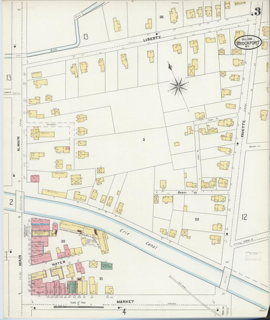Sanborn Fire Insurance Map from Brockport, Monroe County, New York (1904), Sheet #0003 - Historic Sanborn Fire Insurance Map Print, vintage old map wall art, antique decor, genealogy gift, New York New York map