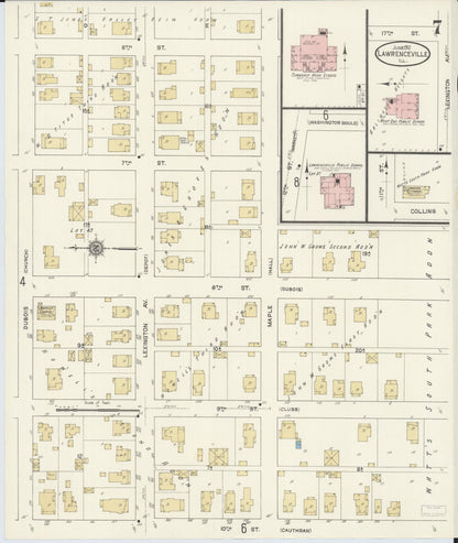 Sanborn Fire Insurance Map from Lawrenceville, Lawrence County, Illinois (1912), Sheet #0007 - Complete Map Set gallery image, historic Sanborn map, vintage wall art, Illinois Illinois