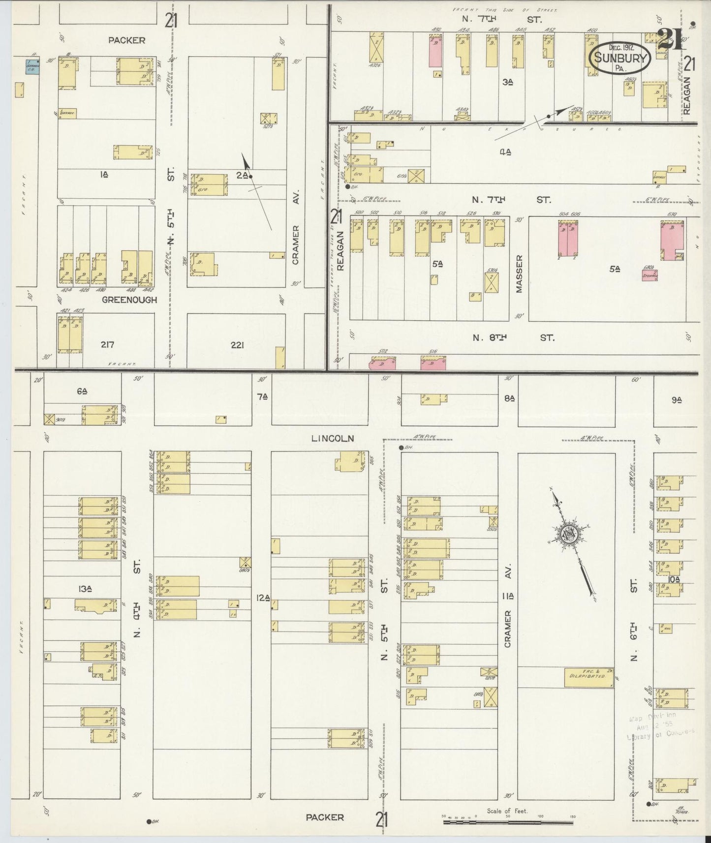 Sanborn Fire Insurance Map from Sunbury, Northumberland County, Pennsylvania (1912), Sheet #0021 - Complete Map Set gallery image, historic Sanborn map, vintage wall art, Pennsylvania Pennsylvania
