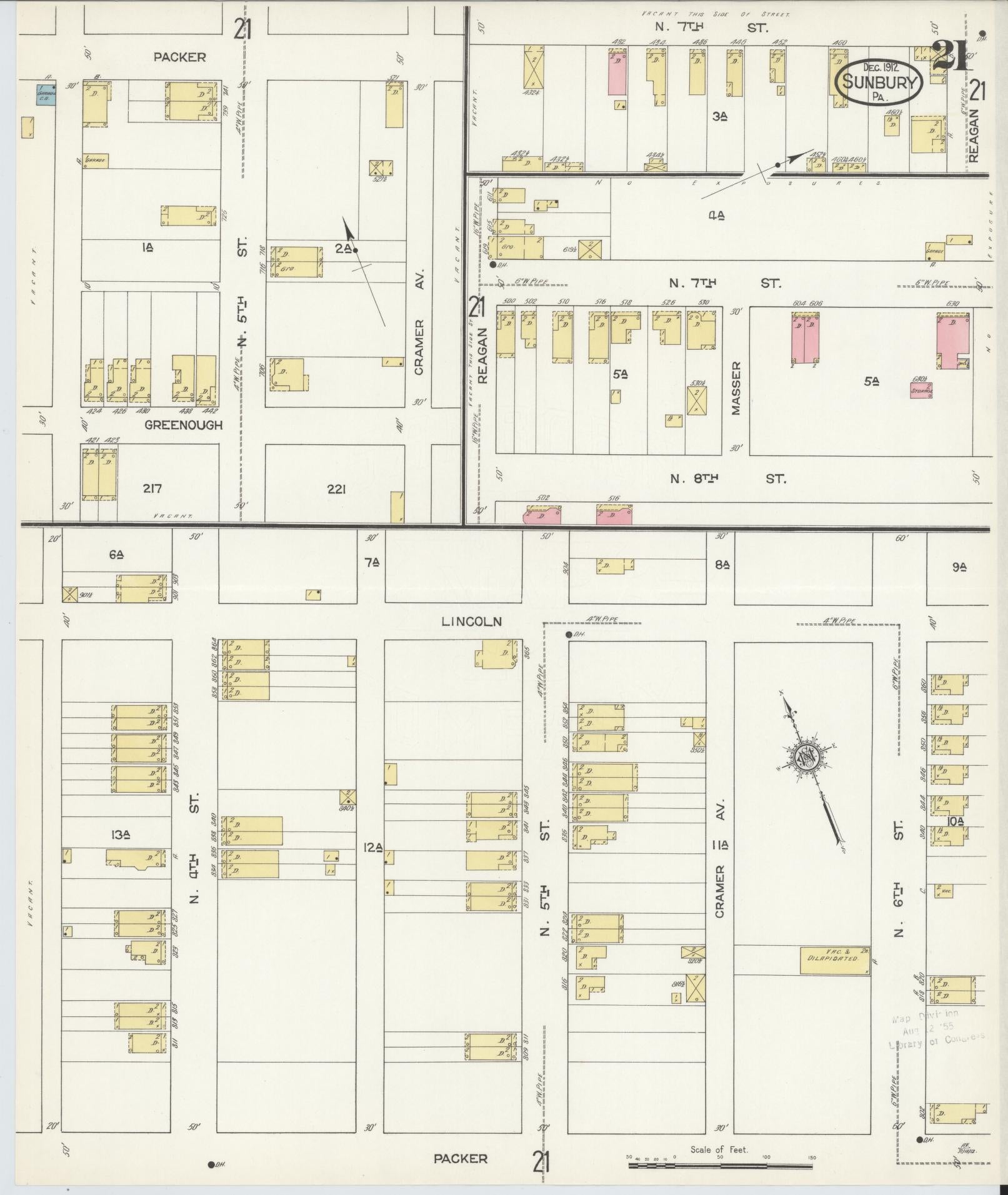 Sanborn Fire Insurance Map from Sunbury, Northumberland County, Pennsylvania (1912), Sheet #0021 - Complete Map Set gallery image, historic Sanborn map, vintage wall art, Pennsylvania Pennsylvania