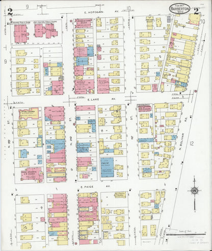 Sanborn Fire Insurance Map from Barberton, Summit County, Ohio (1927), Sheet #0002 - Complete Map Set gallery image, historic Sanborn map, vintage wall art, Ohio Ohio
