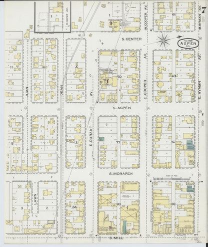Sanborn Fire Insurance Map from Aspen, Pitkin County, Colorado (1893), Sheet #0007 - Complete Map Set gallery image, historic Sanborn map, vintage wall art, Colorado Colorado