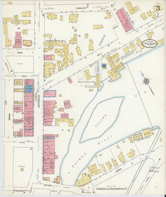 Sanborn Fire Insurance Map from Pulaski, Oswego County, New York (1911), Sheet #0003 - Historic Sanborn Fire Insurance Map Print, vintage old map wall art, antique decor, genealogy gift, New York New York map
