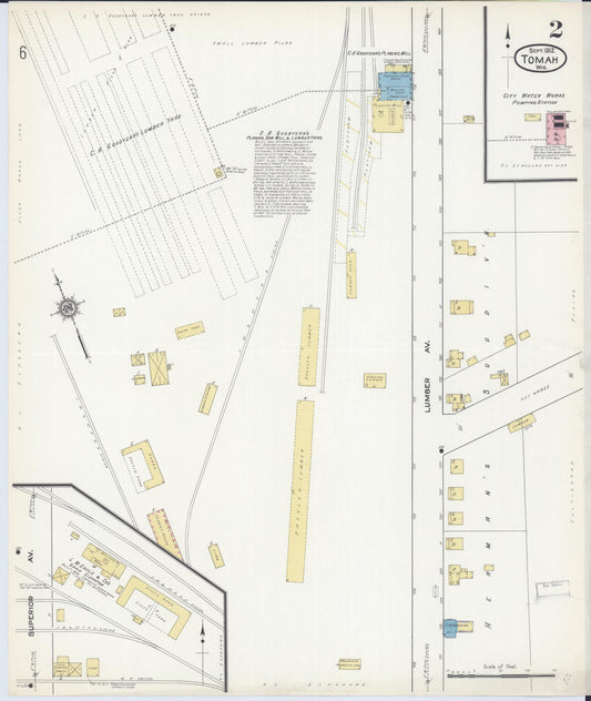 Sanborn Fire Insurance Map from Tomah, Monroe County, Wisconsin (1912), Sheet #0002 - Historic Sanborn Fire Insurance Map Print, vintage old map wall art, antique decor, genealogy gift, Wisconsin Wisconsin map