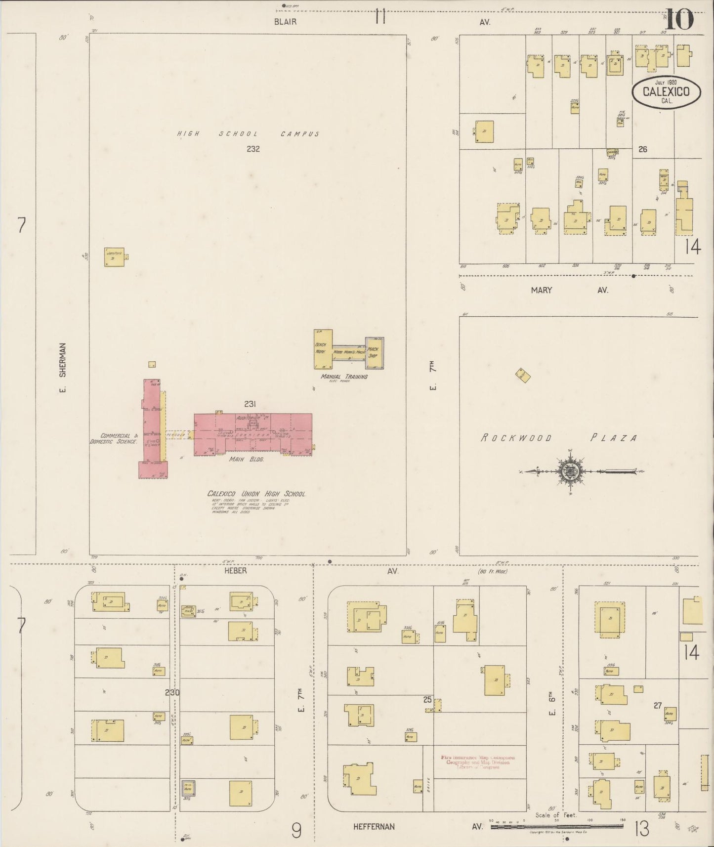 Sanborn Fire Insurance Map from Calexico, Imperial County, California (1920), Sheet #0010 - Complete Map Set gallery image, historic Sanborn map, vintage wall art, California California