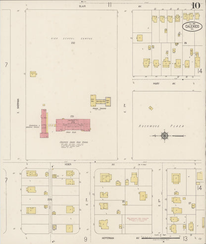 Sanborn Fire Insurance Map from Calexico, Imperial County, California (1920), Sheet #0010 - Complete Map Set gallery image, historic Sanborn map, vintage wall art, California California