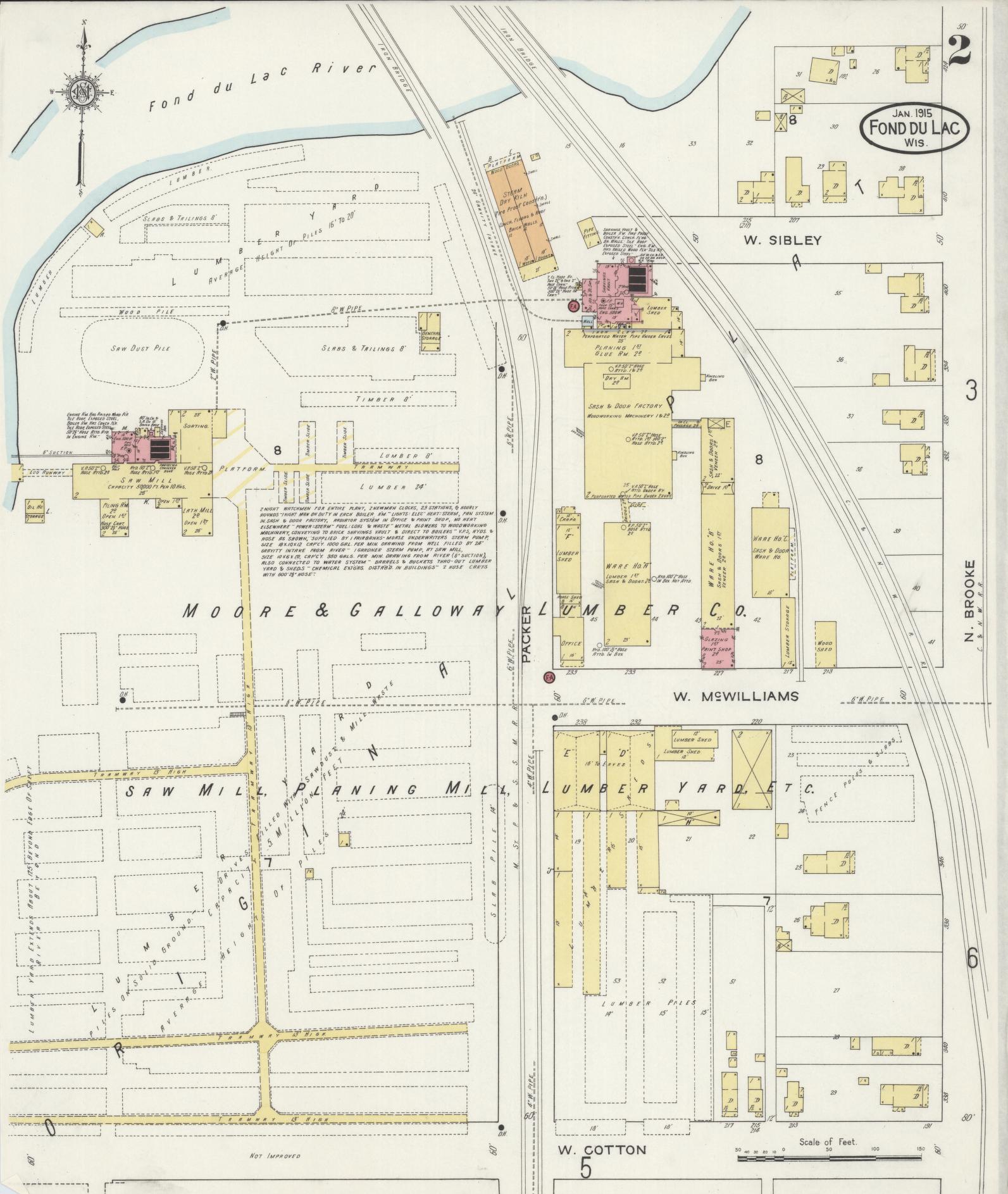 Sanborn Fire Insurance Map from Fond du Lac, Fond du Lac County, Wisconsin (1915), Sheet #0002 - Historic Sanborn Fire Insurance Map Print, vintage old map wall art, antique decor, genealogy gift, Wisconsin Wisconsin map
