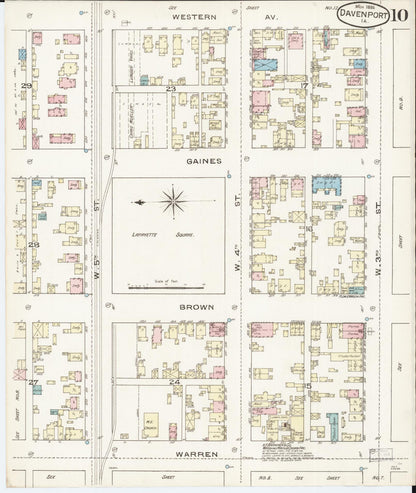 Sanborn Fire Insurance Map from Davenport, Scott County, Iowa (1886), Sheet #0010 - Historic Sanborn Fire Insurance Map Print