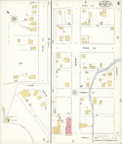 Sanborn Fire Insurance Map from Glendive, Dawson County, Montana (1905), Sheet #0004 - Complete Map Set gallery image, historic Sanborn map, vintage wall art, Montana Montana
