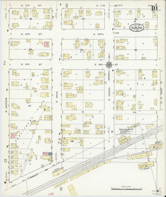 Sanborn Fire Insurance Map from Auburn, De Kalb County, Indiana (1914), Sheet #0010 - Historic Sanborn Fire Insurance Map Print, vintage old map wall art, antique decor, genealogy gift, Indiana Indiana map