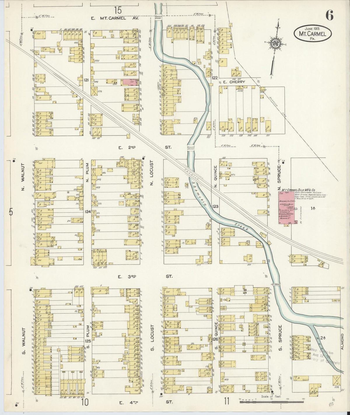 Sanborn Fire Insurance Map from Mount Carmel, Northumberland County, Pennsylvania (1913), Sheet #0006 - Complete Map Set gallery image, historic Sanborn map, vintage wall art, Pennsylvania Pennsylvania