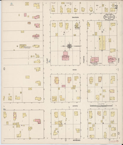 Sanborn Fire Insurance Map from Davison, Genesee County, Michigan (1921), Sheet #0002 - Complete Map Set gallery image, historic Sanborn map, vintage wall art, Michigan Michigan