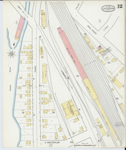 Sanborn Fire Insurance Map from Jackson, Jackson County, Michigan (1893), Sheet #0012 - Complete Map Set gallery image, historic Sanborn map, vintage wall art, Michigan Michigan