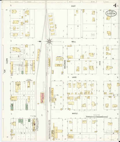 Sanborn Fire Insurance Map from Clarion, Wright County, Iowa (1900), Sheet #0004 - Historic Sanborn Fire Insurance Map Print