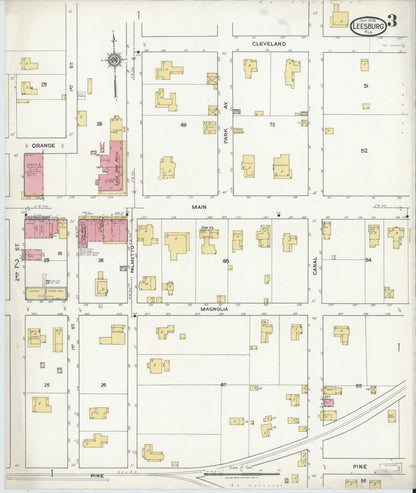 Sanborn Fire Insurance Map from Leesburg, Lake County, Florida (1918), Sheet #0003 - Historic Sanborn Fire Insurance Map Print, vintage old map wall art, antique decor, genealogy gift, Florida Florida map