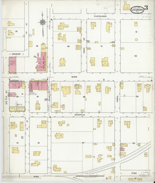 Sanborn Fire Insurance Map from Leesburg, Lake County, Florida (1918), Sheet #0003 - Historic Sanborn Fire Insurance Map Print, vintage old map wall art, antique decor, genealogy gift, Florida Florida map
