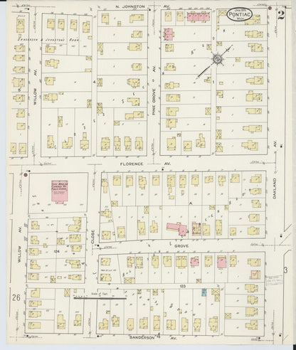 Sanborn Fire Insurance Map from Pontiac, Oakland County, Michigan (1915), Sheet #0002 - Complete Map Set gallery image, historic Sanborn map, vintage wall art, Michigan Michigan