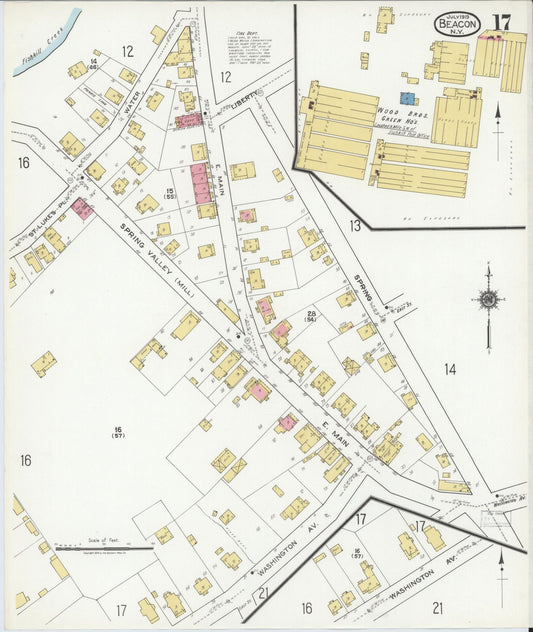 Sanborn Fire Insurance Map from Beacon, Dutchess County, New York (1919), Sheet #0017 - Historic Sanborn Fire Insurance Map Print, vintage old map wall art, antique decor, genealogy gift, New York New York map