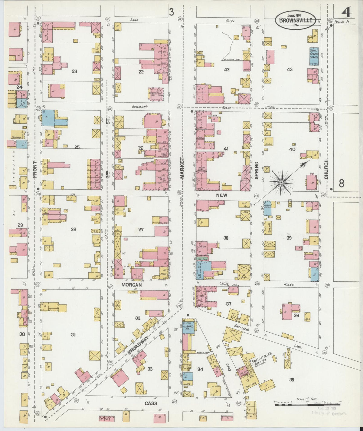 Sanborn Fire Insurance Map from Brownsville, Fayette County, Pennsylvania (1901), Sheet #0004 - Complete Map Set gallery image, historic Sanborn map, vintage wall art, Pennsylvania Pennsylvania