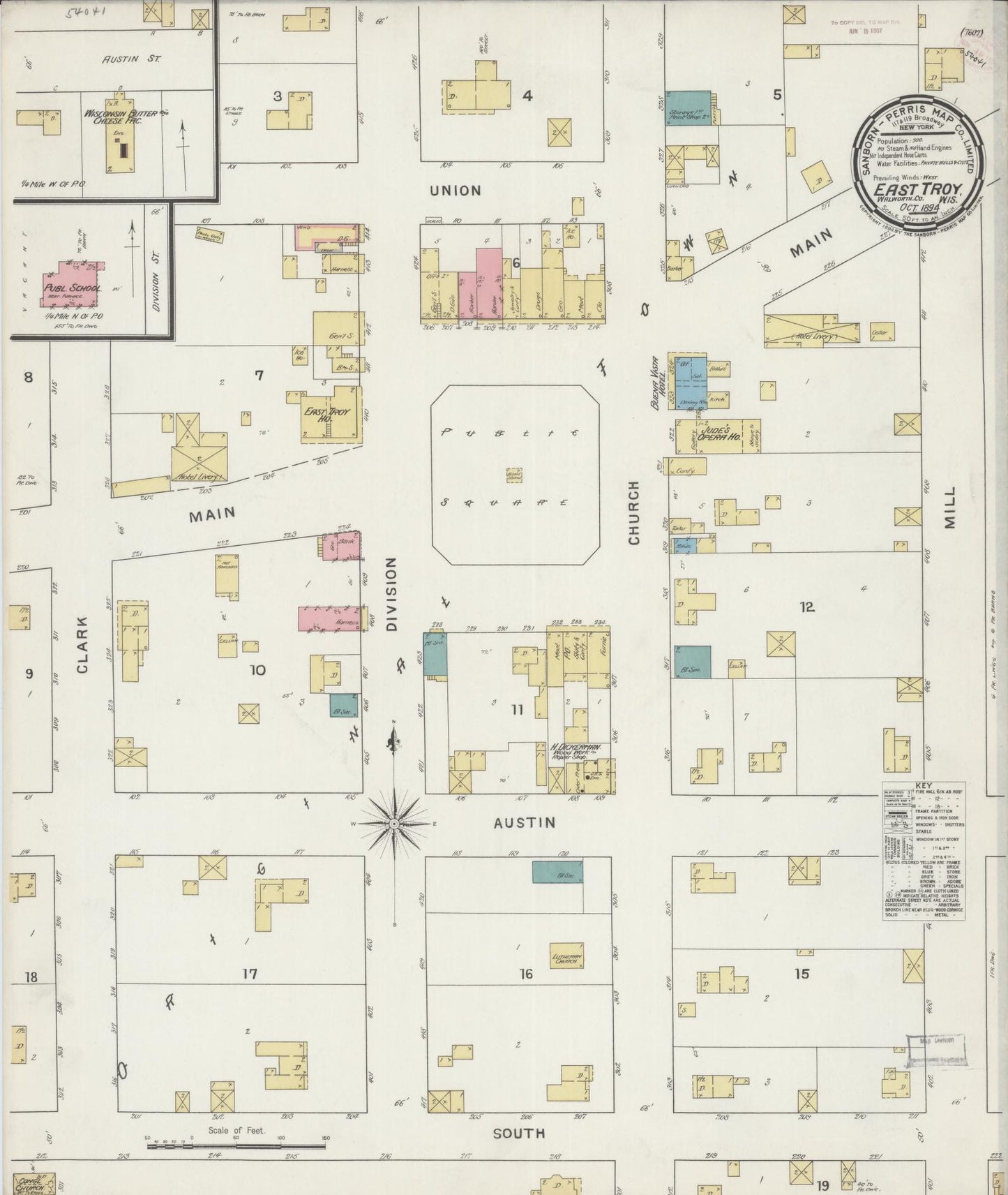 Sanborn Fire Insurance Map from East Troy, Walworth County, Wisconsin (1894), Sheet #0001 - Historic Sanborn Fire Insurance Map Print, vintage old map wall art, antique decor, genealogy gift, Wisconsin Wisconsin map