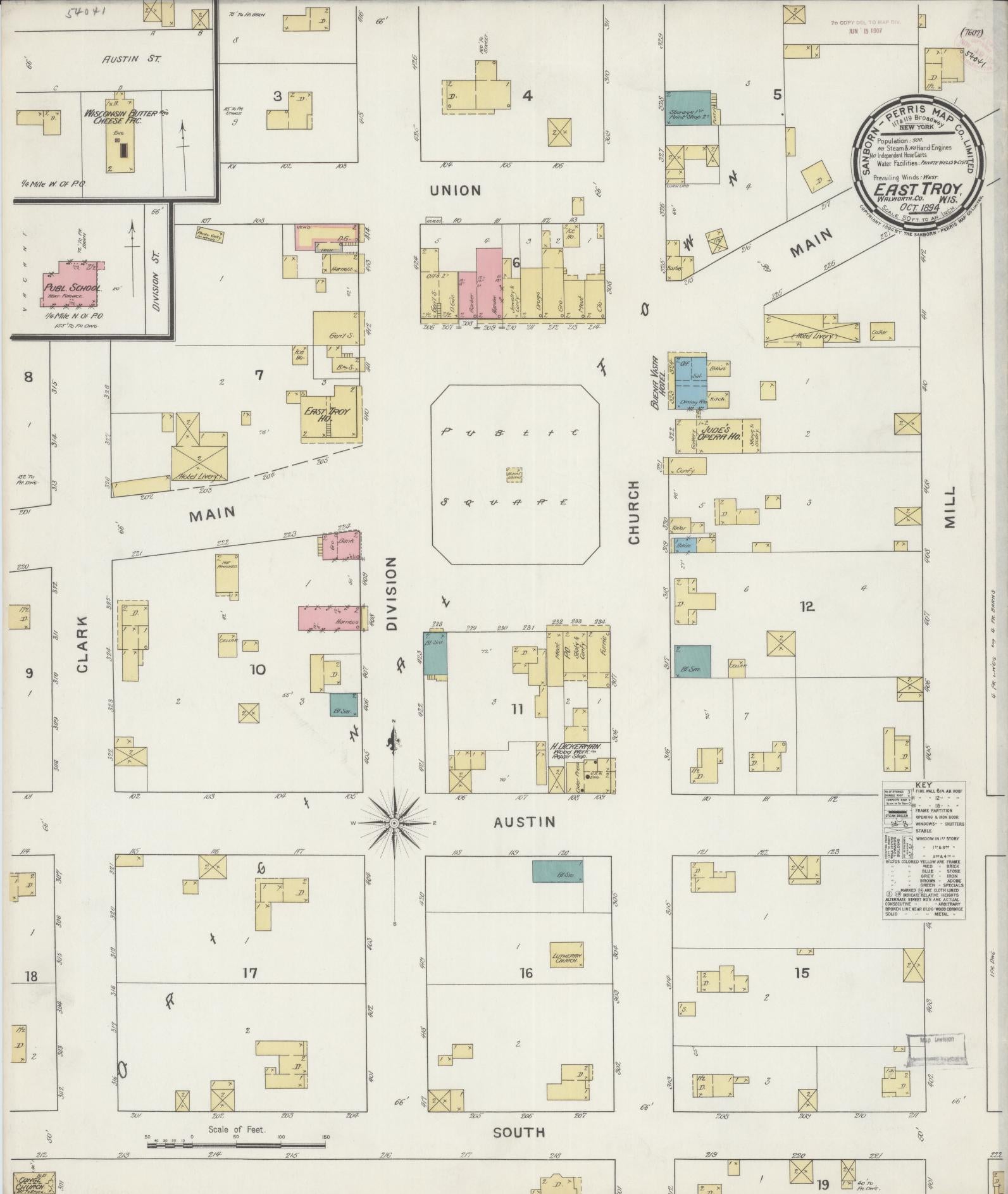 Sanborn Fire Insurance Map from East Troy, Walworth County, Wisconsin (1894), Sheet #0001 - Historic Sanborn Fire Insurance Map Print, vintage old map wall art, antique decor, genealogy gift, Wisconsin Wisconsin map