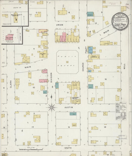 Sanborn Fire Insurance Map from East Troy, Walworth County, Wisconsin (1894), Sheet #0001 - Historic Sanborn Fire Insurance Map Print, vintage old map wall art, antique decor, genealogy gift, Wisconsin Wisconsin map