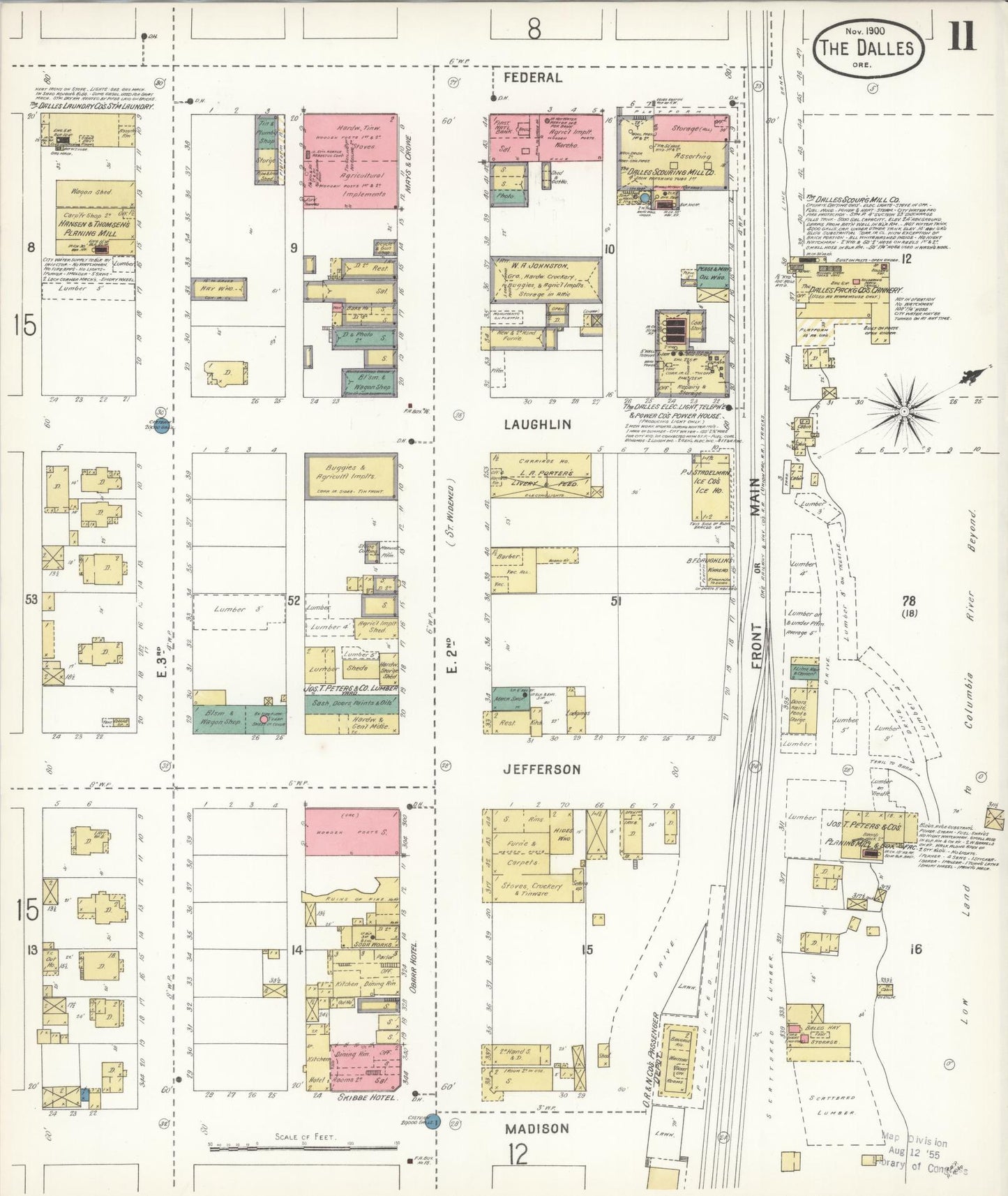 Sanborn Fire Insurance Map from The Dalles, Wasco County, Oregon (1900), Sheet #0011 - Complete Map Set gallery image, historic Sanborn map, vintage wall art, Oregon Oregon