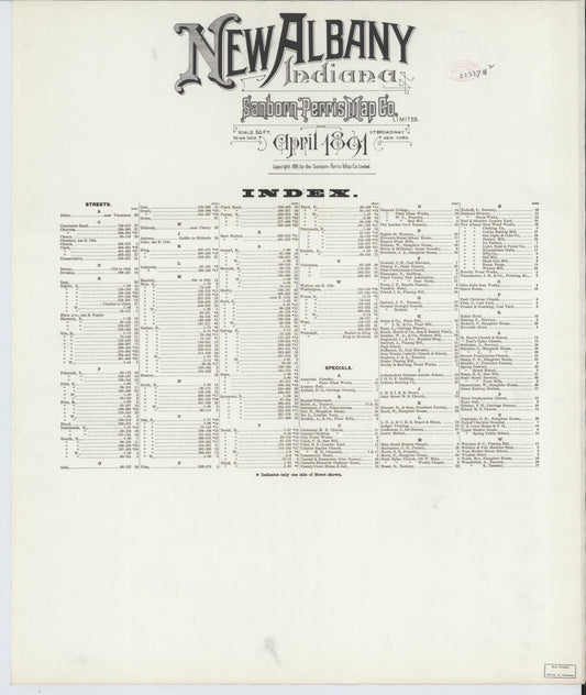 Sanborn Fire Insurance Map from New Albany, Floyd County, Indiana. (1891) – Historic Sanborn Fire Insurance Map Print