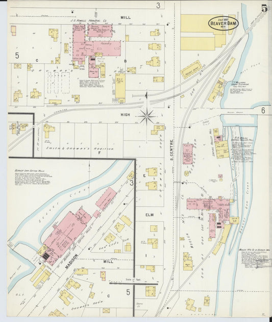 Sanborn Fire Insurance Map from Beaver Dam, Dodge County, Wisconsin (1897), Sheet #0005 - Historic Sanborn Fire Insurance Map Print, vintage old map wall art, antique decor, genealogy gift, Wisconsin Wisconsin map