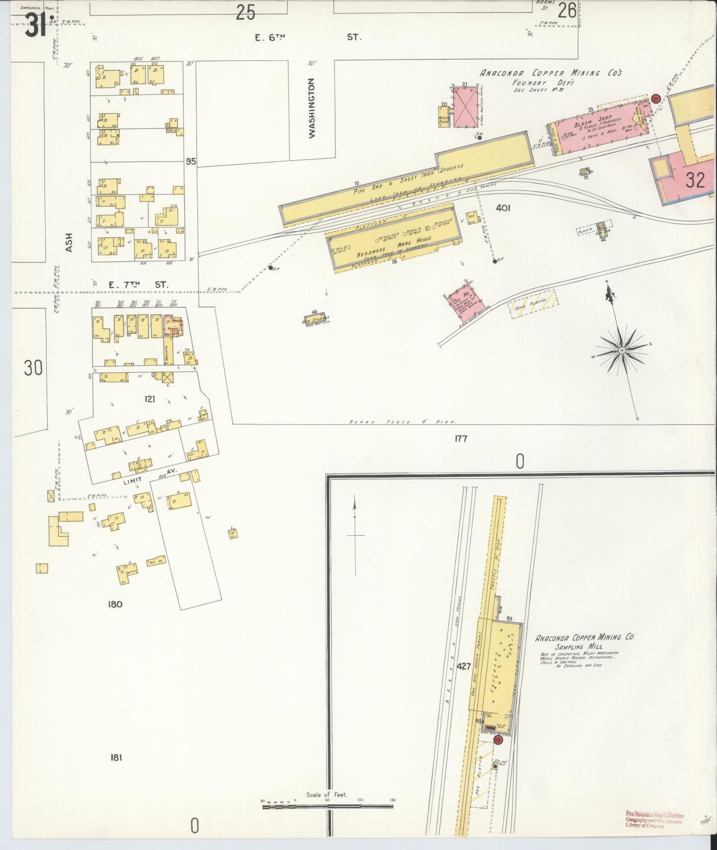 Sanborn Fire Insurance Map from Anaconda, Deer Lodge County, Montana (1903), Sheet #0031 - Complete Map Set gallery image, historic Sanborn map, vintage wall art, Montana Montana
