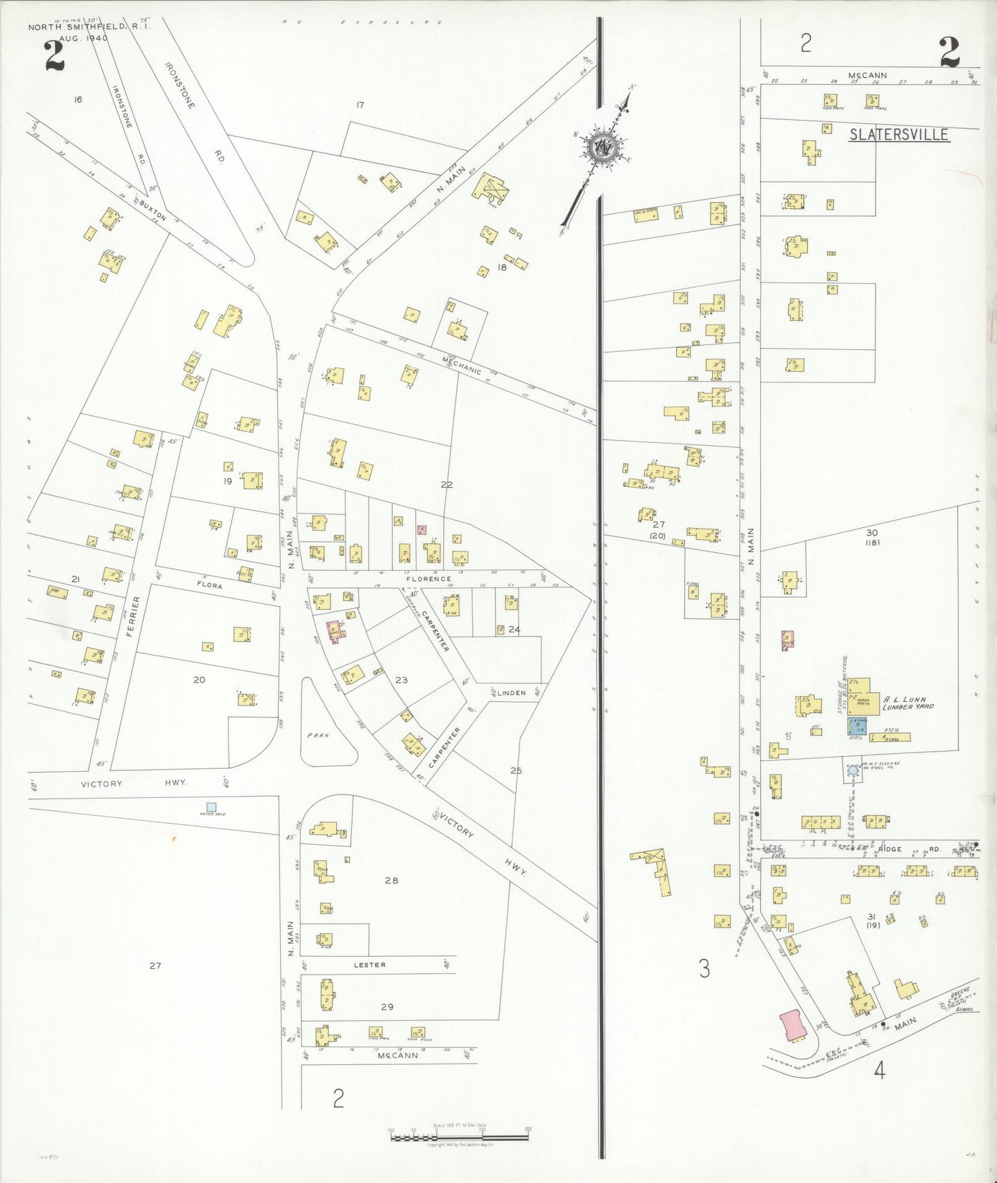 Sanborn Fire Insurance Map from North Smithfield, Providence County, Rhode Island (1940), Sheet #0002 - Complete Map Set gallery image, historic Sanborn map, vintage wall art, Rhode Island Rhode Island