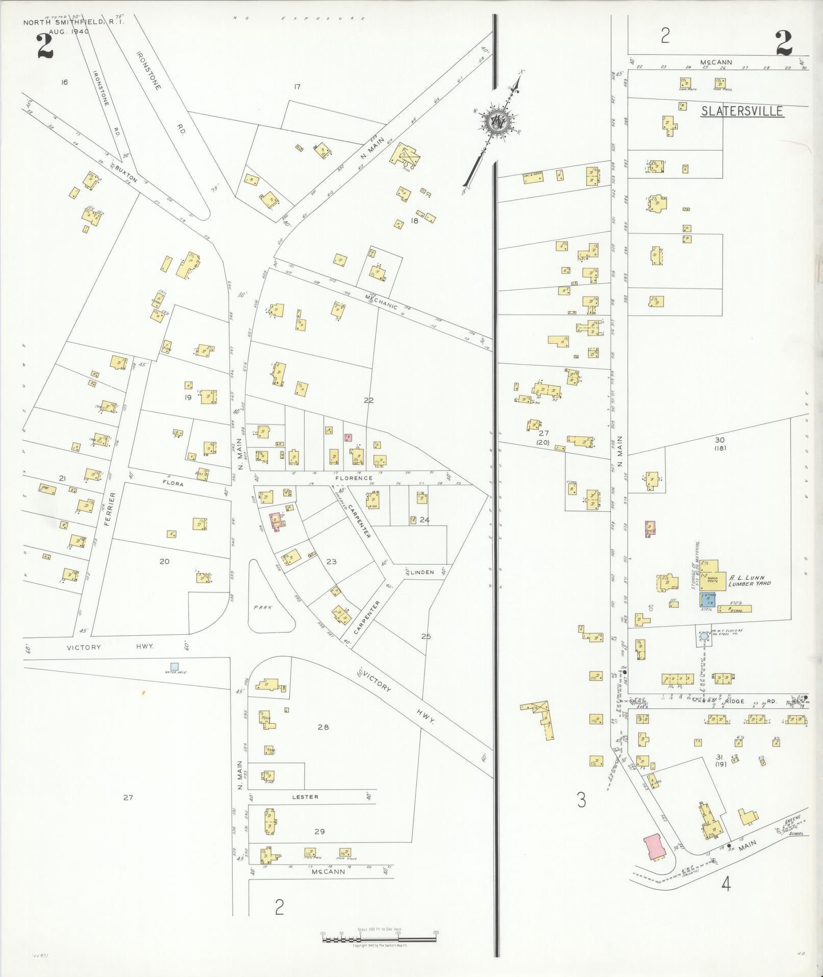Sanborn Fire Insurance Map from North Smithfield, Providence County, Rhode Island (1940), Sheet #0002 - Complete Map Set gallery image, historic Sanborn map, vintage wall art, Rhode Island Rhode Island