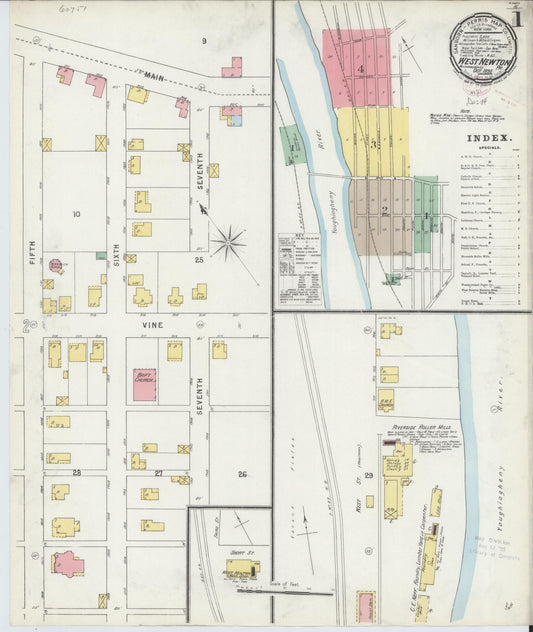 Sanborn Fire Insurance Map from West Newton, Westmoreland County, Pennsylvania (1895), Sheet #0001 - Historic Sanborn Fire Insurance Map Print, vintage old map wall art, antique decor, genealogy gift, Pennsylvania Pennsylvania map