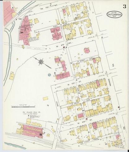 Sanborn Fire Insurance Map from East Liverpool, Columbiana County, Ohio (1913), Sheet #0003 - Historic Sanborn Fire Insurance Map Print, vintage old map wall art, antique decor, genealogy gift, Ohio Ohio map
