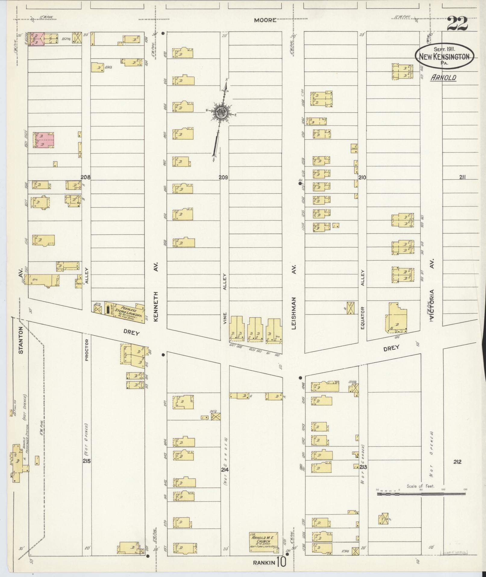 Sanborn Fire Insurance Map from New Kensington, Westmoreland County, Pennsylvania (1911), Sheet #0022 - Complete Map Set gallery image, historic Sanborn map, vintage wall art, Pennsylvania Pennsylvania
