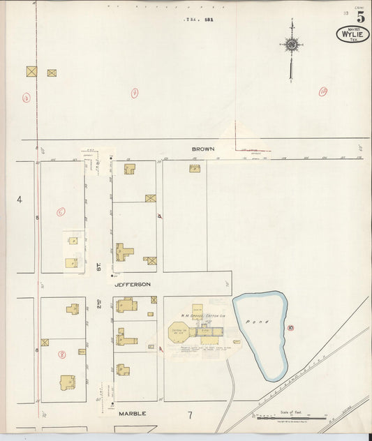Sanborn Fire Insurance Map from Wylie, Collin County, Texas (1934), Sheet #0005 - Historic Sanborn Fire Insurance Map Print, vintage old map wall art, antique decor, genealogy gift, Texas Texas map