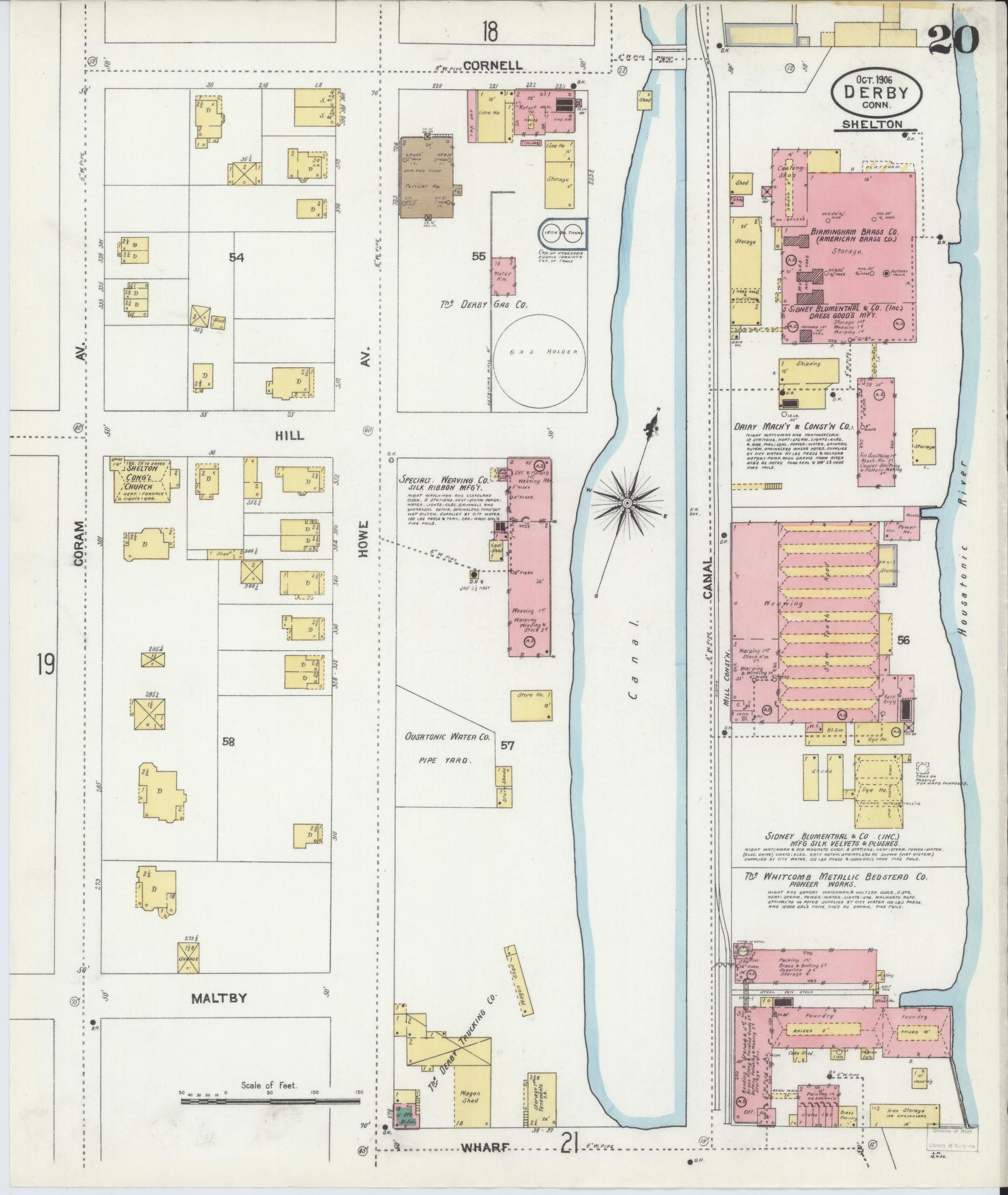 Sanborn Fire Insurance Map from Derby, New Haven County, Connecticut (1906), Sheet #0020 - Complete Map Set gallery image, historic Sanborn map, vintage wall art, Connecticut Connecticut