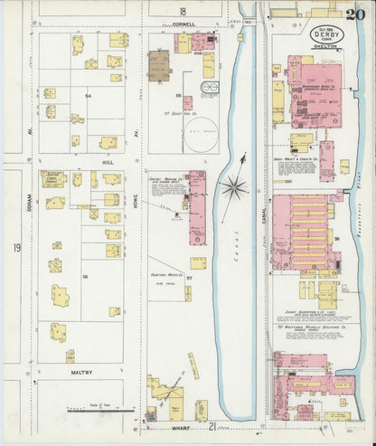 Sanborn Fire Insurance Map from Derby, New Haven County, Connecticut (1906), Sheet #0020 - Complete Map Set gallery image, historic Sanborn map, vintage wall art, Connecticut Connecticut