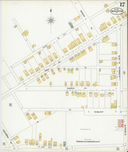 Sanborn Fire Insurance Map from Washington, Washington County, Pennsylvania (1900), Sheet #0017 - Historic Sanborn Fire Insurance Map Print, vintage old map wall art, antique decor, genealogy gift, Sanborn Fire Insurance Map from Washington Washington map