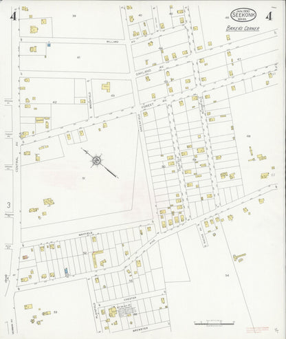 Sanborn Fire Insurance Map from Seekonk, Bristol County, Massachusetts (1930), Sheet #0004 - Historic Sanborn Fire Insurance Map Print, vintage old map wall art, antique decor, genealogy gift, Massachusetts Massachusetts map