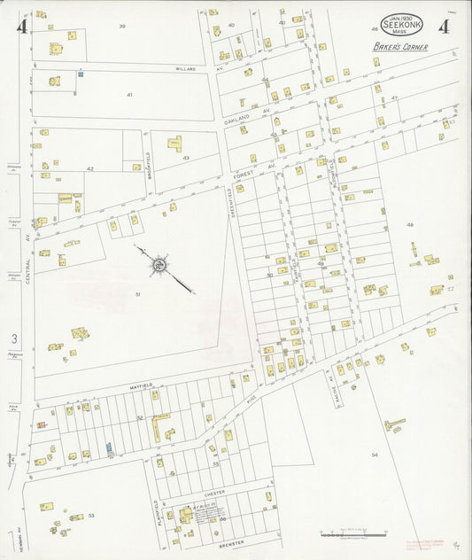 Sanborn Fire Insurance Map from Seekonk, Bristol County, Massachusetts (1930), Sheet #0004 - Historic Sanborn Fire Insurance Map Print, vintage old map wall art, antique decor, genealogy gift, Massachusetts Massachusetts map