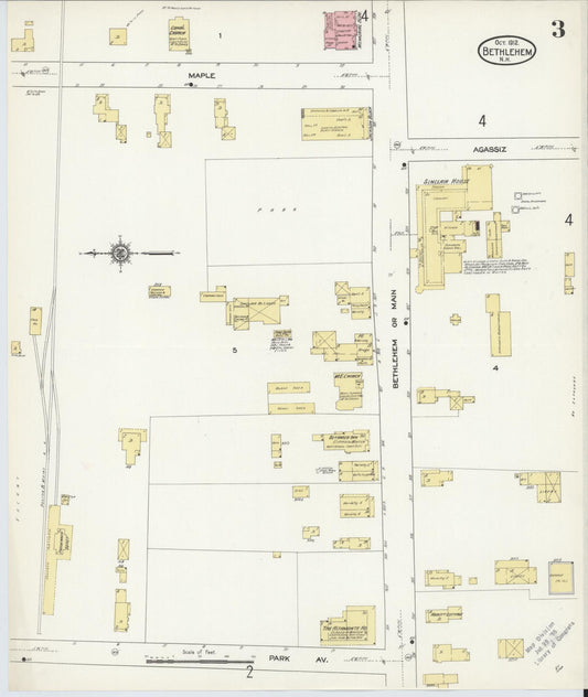 Sanborn Fire Insurance Map from Bethlehem, Grafton County, New Hampshire (1912), Sheet #0003 - Historic Sanborn Fire Insurance Map Print, vintage old map wall art, antique decor, genealogy gift, New Hampshire New Hampshire map